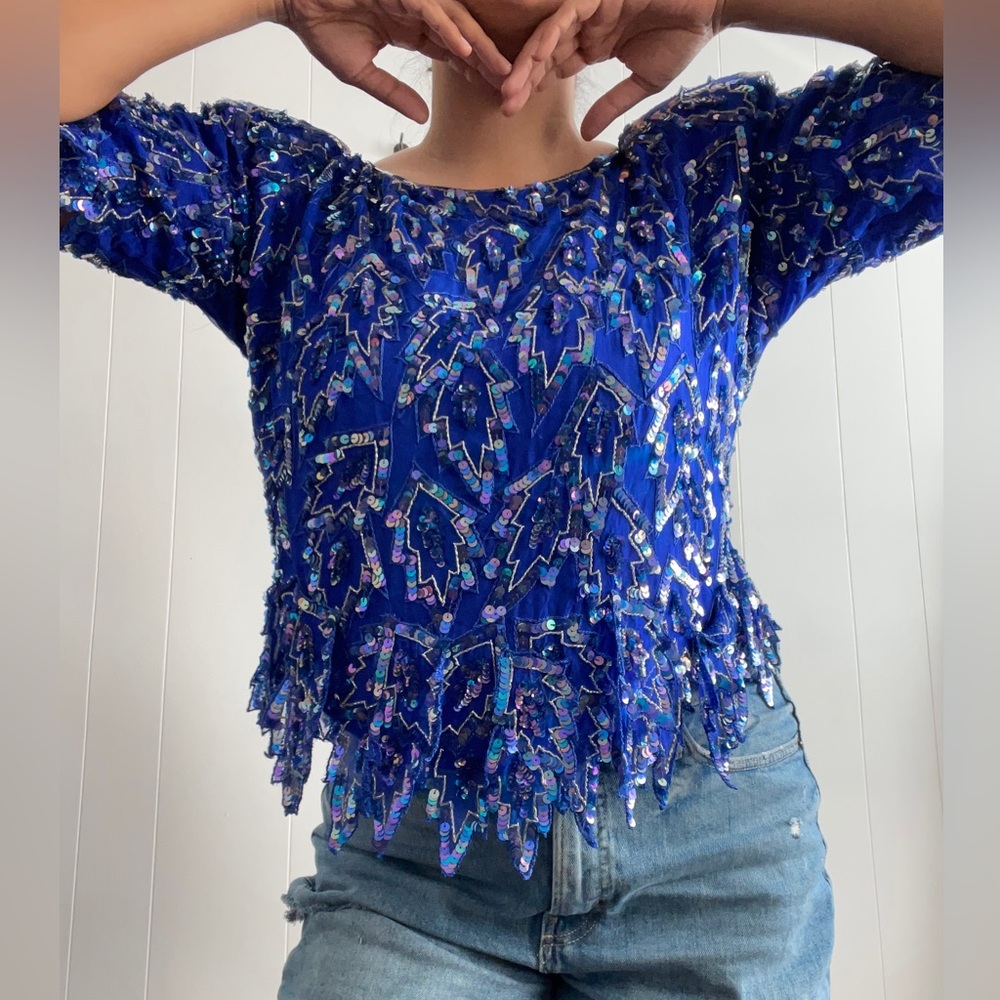 Blue Sequins Mermaid Top